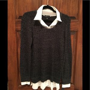 2/$20 SALE NWT Grey Sheer Shirt Layered Sweater